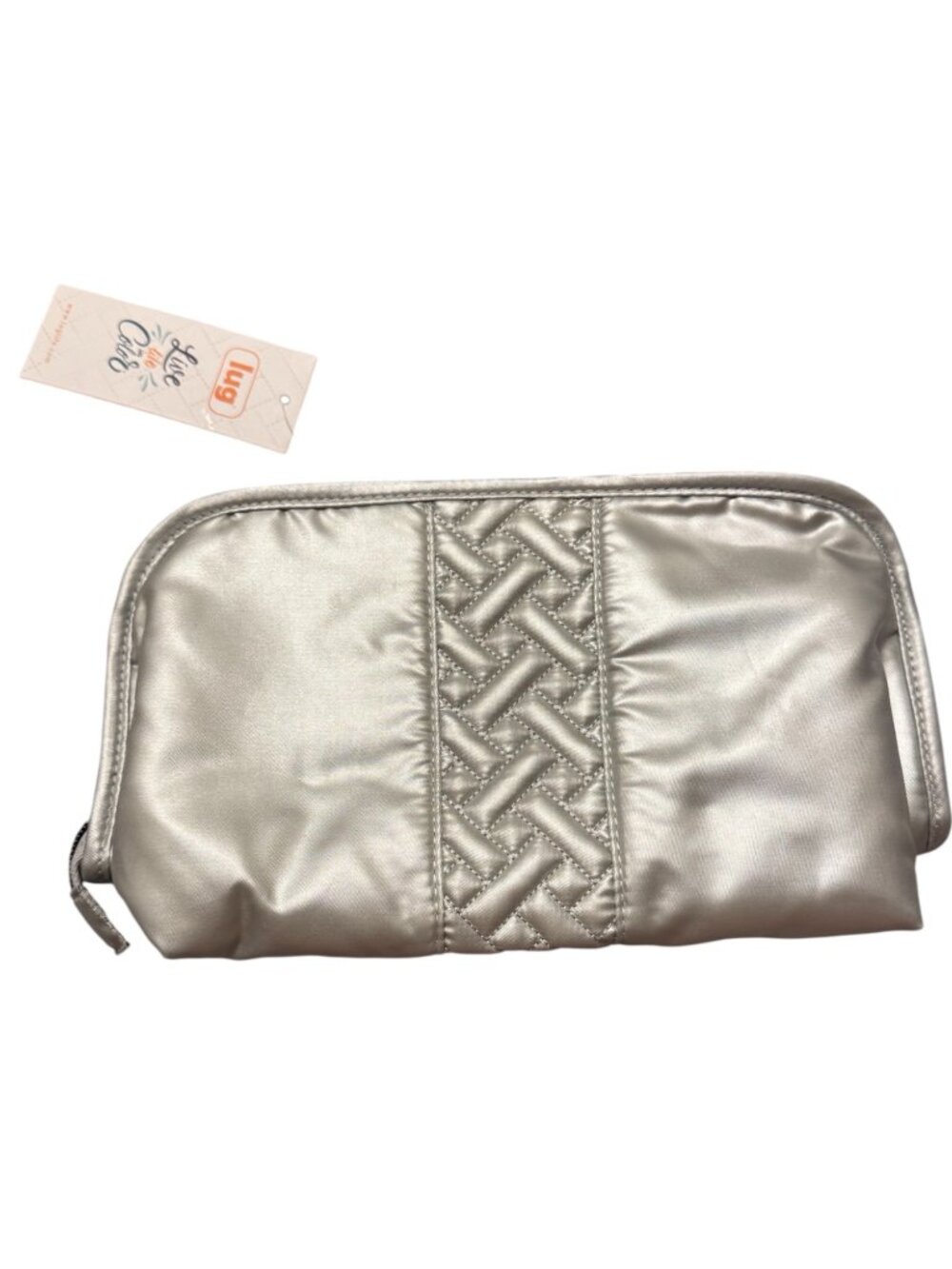 Lug Flash Metallic Silver Travel Cosmetic Bag Organizer Case NWT